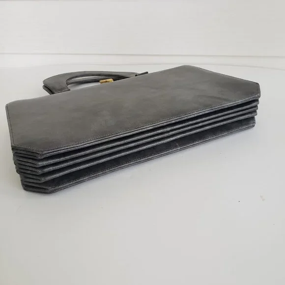 Vintage 60s Susan Gail Original accordion style top handle marble grey handbag - Picture 12 of 12